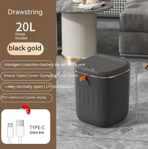 TouchFree Smart Trash Bin — Motion Sensor Lid, UV Sterilization & Odor Lock
